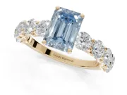 Emerald Cut Engagement Ring Setting for a Fancy Blue Lab-Grown Diamond | Yellow Gold - Design NV-24455
