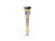 Round Channel Set Baguette Engagement Ring Setting for a Black Center | Yellow Gold