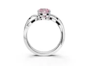 Cushion Cut Bypass Solitaire Engagement Ring Setting for a Fancy Pink Lab-Grown Diamond | Pavé Strands | Platinum