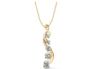 Round Lab-Grown Diamond Graduated Twist Pendant Necklace | Twisted Ribbon | Yellow Gold