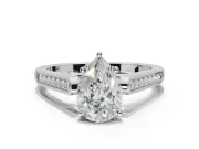 Pear-Shaped Cathedral Solitaire Engagement Ring Setting | Channel Set Band | White Gold