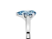 Fancy Blue Pear Cut Diamond Solitaire Ring Set in White gold with Prong Setting and Classic Band