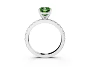 Fancy Green Cushion Cut Diamond Pavé Band Solitaire Set in White gold with Prong Setting