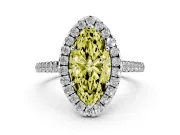Marquise Halo Engagement Ring Setting for a Fancy Yellow Lab-Grown Diamond | Pave Shoulders | Platinum