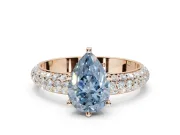 Pear-Shaped Domed Pavé Engagement Ring Setting for a Fancy Blue Lab-Grown Diamond | Rose Gold