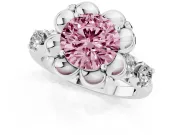 Round Floral Engagement Ring Setting for a Fancy Pink Lab-Grown Diamond | Petal Frame | Platinum