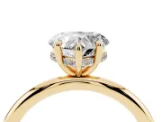 Heart-Shaped Hidden Halo Engagement Ring Setting | Thin Plain Band | Yellow Gold