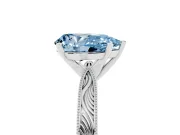 Pear-Shaped Engraved Solitaire Engagement Ring Setting for a Fancy Blue Lab-Grown Diamond | Platinum