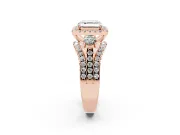 Asscher Cut Halo Split Shank Engagement Ring Setting | Round Side Stones | Rose Gold