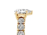 Pear-Shaped Cut-Down Side Stone Engagement Ring Setting | Scalloped Shoulders | Yellow Gold