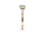 Asscher Cut Tapered Baguette Engagement Ring Setting for a Fancy Green Lab-Grown Diamond | Rose Gold