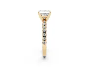 Princess Cut Pavé Solitaire Engagement Ring Setting | Scalloped Accent Row | Yellow Gold