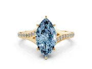 Marquise Pave Solitaire Engagement Ring Setting for a Fancy Blue Lab-Grown Diamond | Sweeping Shoulders | Yellow Gold