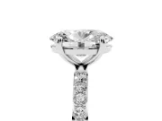 Oval Cut Diamond Solitaire Ring Set in Silver with Round Pavé Band and Prong Setting