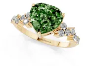 Heart-Shaped Accented Engagement Ring Setting for a Fancy Green Lab-Grown Diamond | Yellow Gold
