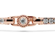 Round Lab-Grown Diamond Rope Frame Bezel Station Bracelet | Pavé Bar Links | Rose Gold