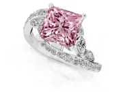 Princess Cut Bypass Engagement Ring Setting for a Fancy Pink Lab-Grown Diamond | Platinum