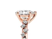 Pear Cut Diamond Solitaire Vine Band Ring Set in Rose gold with Round Accents and Prong Setting