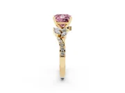 Princess Cut Floral Engagement Ring Setting for a Fancy Pink Lab-Grown Diamond | Marquise Side Stones | Yellow Gold