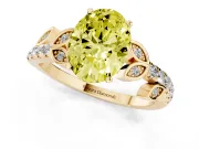 Oval Leaf Pavé Engagement Ring Setting for a Fancy Yellow Lab-Grown Diamond | Yellow Gold