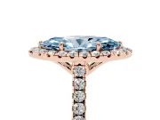 Marquise Raised Halo Engagement Ring Setting for a Fancy Blue Lab-Grown Diamond | Rose Gold