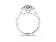 Heart-Shaped Raised Halo Engagement Ring Setting for a Fancy Pink Lab-Grown Diamond | Pave Band | Sterling Silver