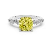 Cushion Cut Graduated Engagement Ring Setting for a Fancy Yellow Lab-Grown Diamond | Sterling Silver