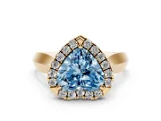 Heart-Shaped Halo Engagement Ring Setting for a Fancy Blue Lab-Grown Diamond | Square Profile Band | Yellow Gold