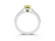 Fancy Yellow Emerald Cut Diamond Solitaire Engagement Ring Set in Silver with Delicate Pavé Band and Prong Setting