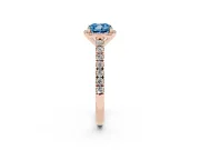 Cushion Cut Halo Pavé Engagement Ring Setting for a Fancy Blue Lab-Grown Diamond | Rose Gold