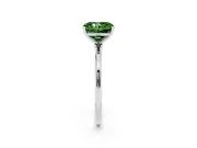 Fancy Green Radiant Cut Diamond Solitaire Engagement Ring Set in Platinum with Thin Band and Prong Setting
