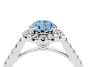 Pear-Shaped Raised Halo Engagement Ring Setting for a Fancy Blue Lab-Grown Diamond | Platinum