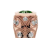 Fancy Green Round Cut Diamond Bezel Ring Set in Rose gold with Milgrain Accent Band