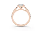 Cushion Cut Halo Pavé Engagement Ring Setting | Single Row Shoulders | Rose Gold