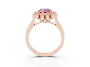 Round Milgrain Cluster Halo Engagement Ring Setting for a Fancy Pink Lab-Grown Diamond | Plain Band | Rose Gold