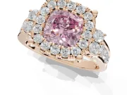 Cushion Cut Halo Engagement Ring Setting for a Fancy Pink Lab-Grown Diamond | Graduated Channel Band | Rose Gold
