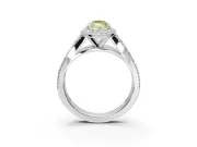Marquise Halo Pavé Engagement Ring Setting for a Fancy Yellow Lab-Grown Diamond | Narrow Split Shank | White Gold