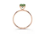 Fancy Green Oval Cut Diamond Solitaire Engagement Ring Set in Rose gold with Thin Band and Prong Setting