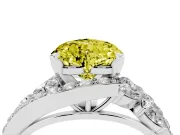 Fancy Yellow Heart Cut Diamond Halo Ring Set in Silver with Marquise and Pavé Band in Prong Setting