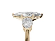 Marquise Three-Stone Engagement Ring Setting | Pear Side Stones | Yellow Gold