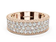 Round Lab-Grown Diamond Wide Pavé Wedding Band | Milgrain Edges | Rose Gold