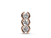Round Lab-Grown Diamond Three-Stone Vertical Pendant Necklace | Scalloped Rails | Rose Gold