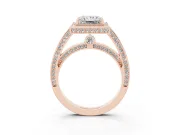 Princess Cut Sectioned Halo Engagement Ring Setting | Pavé Gallery and Band | Rose Gold