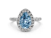Pear-Shaped Raised Halo Engagement Ring Setting for a Fancy Blue Lab-Grown Diamond | Platinum
