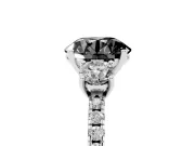 Fancy Black Round Cut Diamond Three-Stone Ring Set in Silver with Pavé Band and Graduated Sides