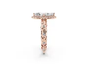 Marquise Filigree Leaf Halo Engagement Ring Setting | Bezel Leaf Accents | Rose Gold