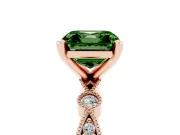 Asscher Cut Vintage Milgrain Engagement Ring Setting for a Fancy Green Lab-Grown Diamond | Rose Gold