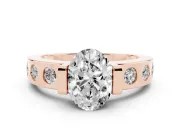 Oval Tension Style Engagement Ring Setting | Flush Set Accents | Rose Gold