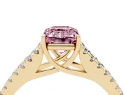 Emerald Cut Graduated Split Shank Engagement Ring Setting for a Fancy Pink Lab-Grown Diamond | Yellow Gold