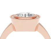 Round Cut Diamond Halo Engagement Ring Set in Rose gold with Pavé Band and Round Halo Stones